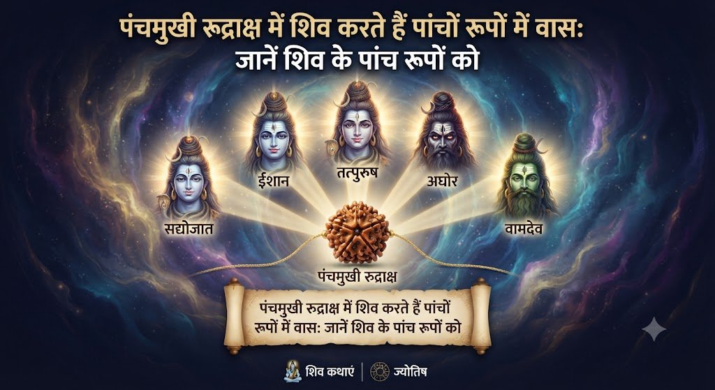 पंचमुखी रुद्राक्ष में शिव करते हैं पांचों रूपों में वासः जानें शिव के पांच रूपों को
