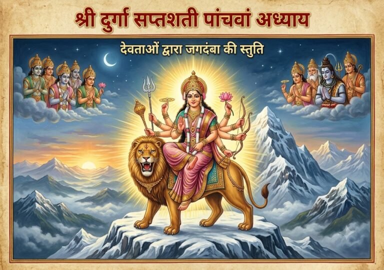 श्री दुर्गा सप्तशती का पांचवा अध्यायः देवताओं द्वारा जगदंबा की स्तुति और देवी-दूत-संवाद