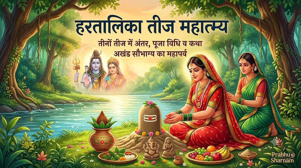हरितालिका, हरियाली, कजरी 3 तीज में अंतरः हरतालिका तीज की संपूर्ण विधि, व्रत कथा